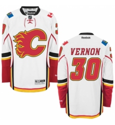 Women's Reebok Calgary Flames #30 Mike Vernon Authentic White Away NHL Jersey