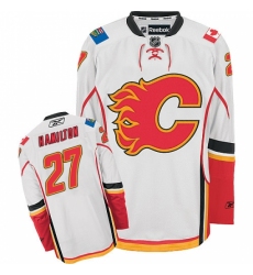 Men's Reebok Calgary Flames #27 Dougie Hamilton Authentic White Away NHL Jersey