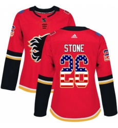 Women's Adidas Calgary Flames #26 Michael Stone Authentic Red USA Flag Fashion NHL Jersey