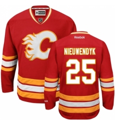 Men's Reebok Calgary Flames #25 Joe Nieuwendyk Premier Red Third NHL Jersey