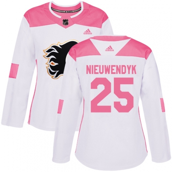 Women's Adidas Calgary Flames #25 Joe Nieuwendyk Authentic White/Pink Fashion NHL Jersey Women's Adidas Calgary Flames #25 Joe Nieuwendyk Authentic White/Pink Fashion NHL Jersey