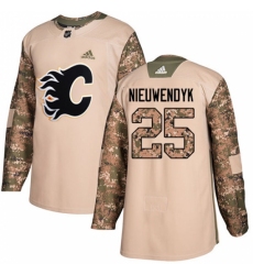 Youth Adidas Calgary Flames #25 Joe Nieuwendyk Authentic Camo Veterans Day Practice NHL Jersey