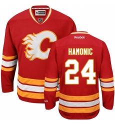 Men's Reebok Calgary Flames #24 Travis Hamonic Authentic Red Third NHL Jersey