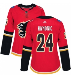 Women's Adidas Calgary Flames #24 Travis Hamonic Authentic Red Home NHL Jersey