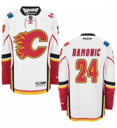 Women's Reebok Calgary Flames #24 Travis Hamonic Authentic White Away NHL Jersey