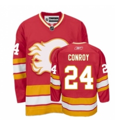 Men's Reebok Calgary Flames #24 Craig Conroy Premier Red Third NHL Jersey