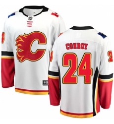 Youth Calgary Flames #24 Craig Conroy Fanatics Branded White Away Breakaway NHL Jersey