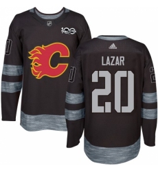 Men's Adidas Calgary Flames #20 Curtis Lazar Authentic Black 1917-2017 100th Anniversary NHL Jersey