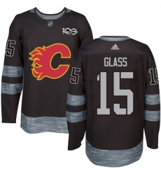 Men's Adidas Calgary Flames #15 Tanner Glass Authentic Black 1917-2017 100th Anniversary NHL Jersey