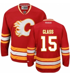 Men's Reebok Calgary Flames #15 Tanner Glass Authentic Red Third NHL Jersey