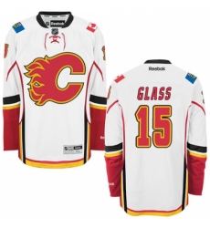 Men's Reebok Calgary Flames #15 Tanner Glass Authentic White Away NHL Jersey