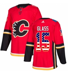 Youth Adidas Calgary Flames #15 Tanner Glass Authentic Red USA Flag Fashion NHL Jersey