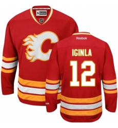 Men's Reebok Calgary Flames #12 Jarome Iginla Authentic Red Third NHL Jersey Men's Reebok Calgary Flames #12 Jarome Iginla Authentic Red Third NHL Jersey