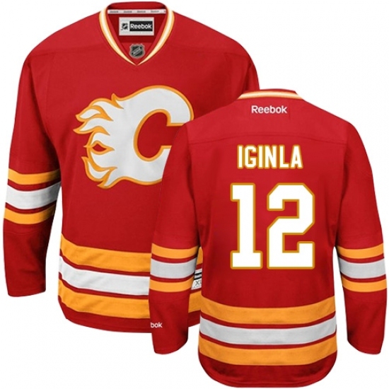 Men's Reebok Calgary Flames #12 Jarome Iginla Premier Red Third NHL Jersey Men's Reebok Calgary Flames #12 Jarome Iginla Premier Red Third NHL Jersey