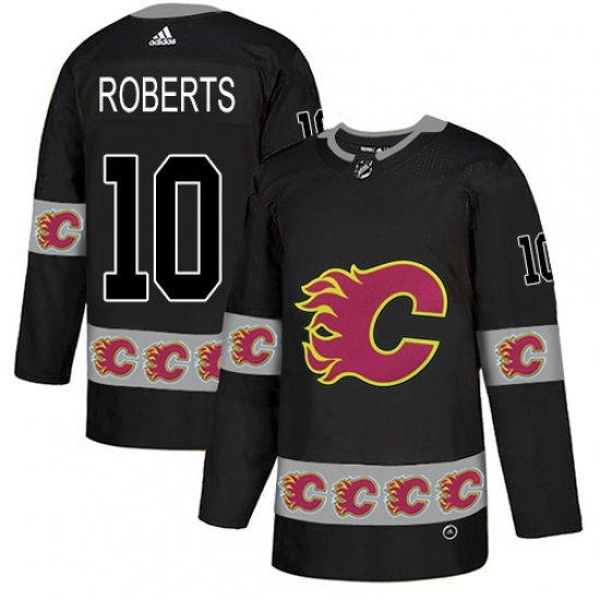 Men's Adidas Calgary Flames #10 Gary Roberts Authentic Black Team Logo Fashion NHL Jersey Men's Adidas Calgary Flames #10 Gary Roberts Authentic Black Team Logo Fashion NHL Jersey