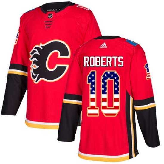 Men's Adidas Calgary Flames #10 Gary Roberts Authentic Red USA Flag Fashion NHL Jersey Men's Adidas Calgary Flames #10 Gary Roberts Authentic Red USA Flag Fashion NHL Jersey