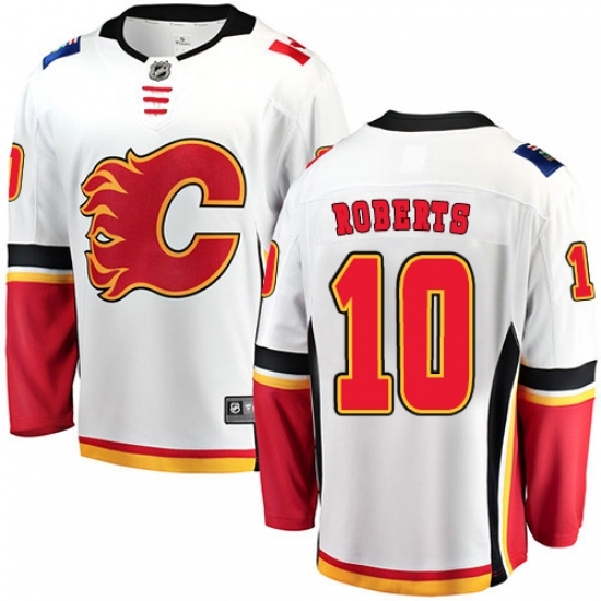 Men's Calgary Flames #10 Gary Roberts Fanatics Branded White Away Breakaway NHL Jersey Men's Calgary Flames #10 Gary Roberts Fanatics Branded White Away Breakaway NHL Jersey