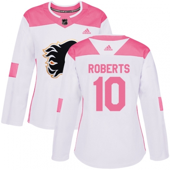 Women's Adidas Calgary Flames #10 Gary Roberts Authentic White/Pink Fashion NHL Jersey Women's Adidas Calgary Flames #10 Gary Roberts Authentic White/Pink Fashion NHL Jersey