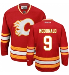 Men's Reebok Calgary Flames #9 Lanny McDonald Authentic Red Third NHL Jersey