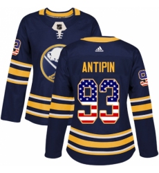 Women's Adidas Buffalo Sabres #93 Victor Antipin Authentic Navy Blue USA Flag Fashion NHL Jersey