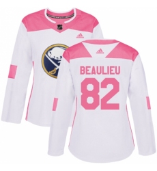 Women's Adidas Buffalo Sabres #82 Nathan Beaulieu Authentic White/Pink Fashion NHL Jersey