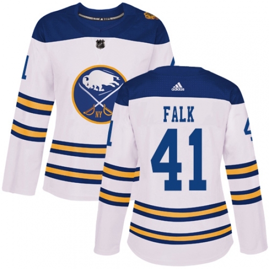 Women's Adidas Buffalo Sabres #41 Justin Falk Authentic White 2018 Winter Classic NHL Jersey Women's Adidas Buffalo Sabres #41 Justin Falk Authentic White 2018 Winter Classic NHL Jersey