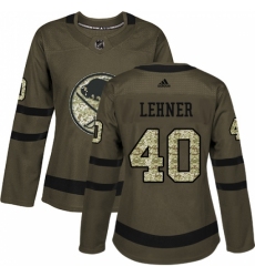 Women's Adidas Buffalo Sabres #40 Robin Lehner Authentic Green Salute to Service NHL Jersey