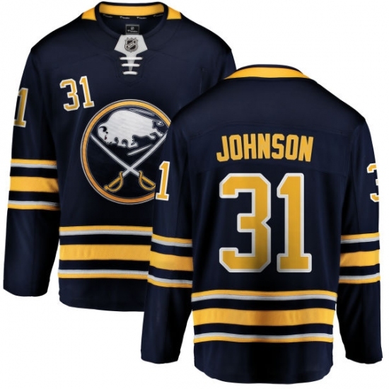 Men's Buffalo Sabres #31 Chad Johnson Fanatics Branded Navy Blue Home Breakaway NHL Jersey Men's Buffalo Sabres #31 Chad Johnson Fanatics Branded Navy Blue Home Breakaway NHL Jersey