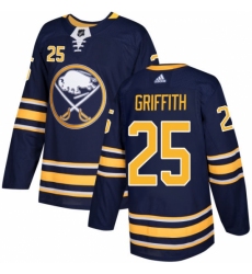 Men's Adidas Buffalo Sabres #25 Seth Griffith Authentic Navy Blue Home NHL Jersey