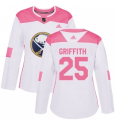 Women's Adidas Buffalo Sabres #25 Seth Griffith Authentic White/Pink Fashion NHL Jersey