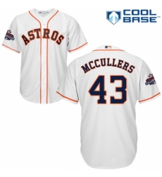 Youth Majestic Houston Astros #43 Lance McCullers Replica White Home 2017 World Series Champions Cool Base MLB Jersey