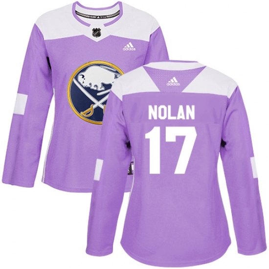 Women's Adidas Buffalo Sabres #17 Jordan Nolan Authentic Purple Fights Cancer Practice NHL Jersey Women's Adidas Buffalo Sabres #17 Jordan Nolan Authentic Purple Fights Cancer Practice NHL Jersey