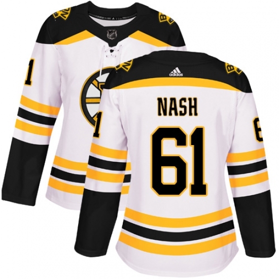 Women's Adidas Boston Bruins #61 Rick Nash Authentic White Away NHL Jersey Women's Adidas Boston Bruins #61 Rick Nash Authentic White Away NHL Jersey