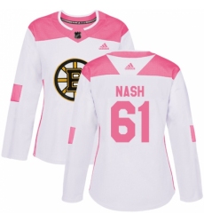 Women's Adidas Boston Bruins #61 Rick Nash Authentic White Pink Fashion NHL Jersey Women's Adidas Boston Bruins #61 Rick Nash Authentic White Pink Fashion NHL Jersey