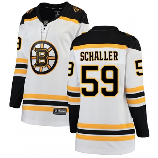 Women's Boston Bruins #59 Tim Schaller Authentic White Away Fanatics Branded Breakaway NHL Jersey Women's Boston Bruins #59 Tim Schaller Authentic White Away Fanatics Branded Breakaway NHL Jersey