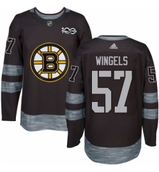 Men's Adidas Boston Bruins #57 Tommy Wingels Authentic Black 1917-2017 100th Anniversary NHL Jersey