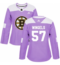 Women's Adidas Boston Bruins #57 Tommy Wingels Authentic Purple Fights Cancer Practice NHL Jersey