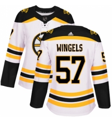 Women's Adidas Boston Bruins #57 Tommy Wingels Authentic White Away NHL Jersey