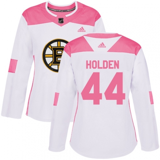 Women's Adidas Boston Bruins #44 Nick Holden Authentic White Pink Fashion NHL Jersey Women's Adidas Boston Bruins #44 Nick Holden Authentic White Pink Fashion NHL Jersey