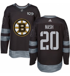 Men's Adidas Boston Bruins #20 Riley Nash Authentic Black 1917-2017 100th Anniversary NHL Jersey