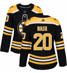 Women's Adidas Boston Bruins #20 Riley Nash Premier Black Home NHL Jersey