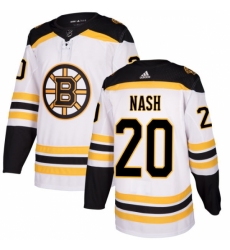 Youth Adidas Boston Bruins #20 Riley Nash Authentic White Away NHL Jersey