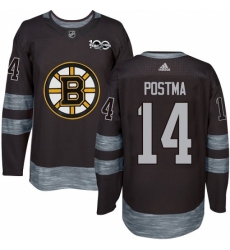 Men's Adidas Boston Bruins #14 Paul Postma Authentic Black 1917-2017 100th Anniversary NHL Jersey