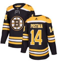 Men's Adidas Boston Bruins #14 Paul Postma Authentic Black Home NHL Jersey