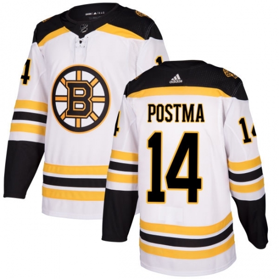 Men's Adidas Boston Bruins #14 Paul Postma Authentic White Away NHL Jersey Men's Adidas Boston Bruins #14 Paul Postma Authentic White Away NHL Jersey