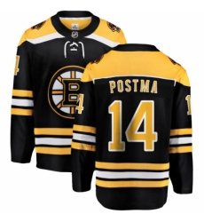 Men's Boston Bruins #14 Paul Postma Authentic Black Home Fanatics Branded Breakaway NHL Jersey