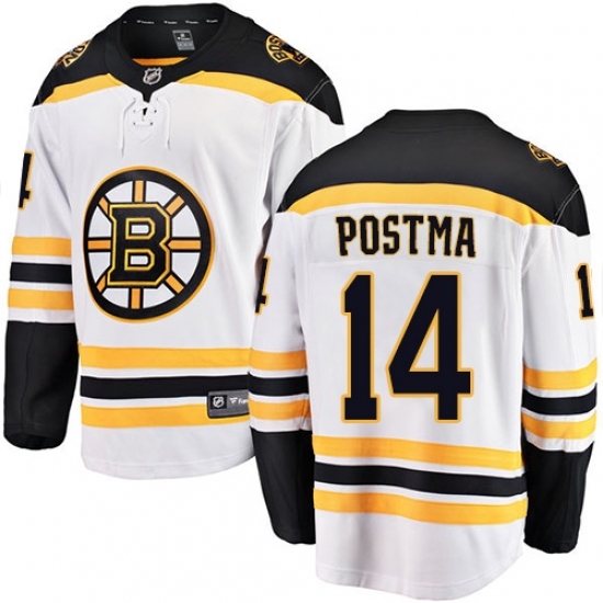 Men's Boston Bruins #14 Paul Postma Authentic White Away Fanatics Branded Breakaway NHL Jersey Men's Boston Bruins #14 Paul Postma Authentic White Away Fanatics Branded Breakaway NHL Jersey