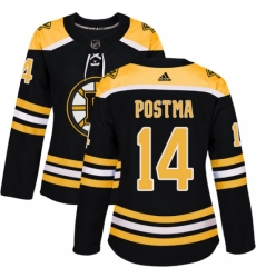 Women's Adidas Boston Bruins #14 Paul Postma Authentic Black Home NHL Jersey