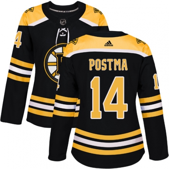 Women's Adidas Boston Bruins #14 Paul Postma Authentic Black Home NHL Jersey Women's Adidas Boston Bruins #14 Paul Postma Authentic Black Home NHL Jersey