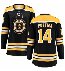 Women's Boston Bruins #14 Paul Postma Authentic Black Home Fanatics Branded Breakaway NHL Jersey